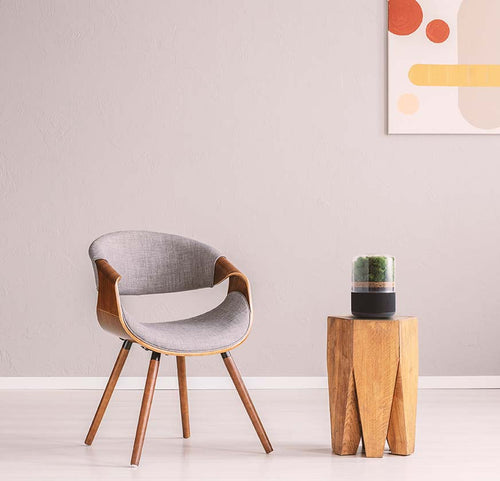 Briiv on a table next to interviewing chair.