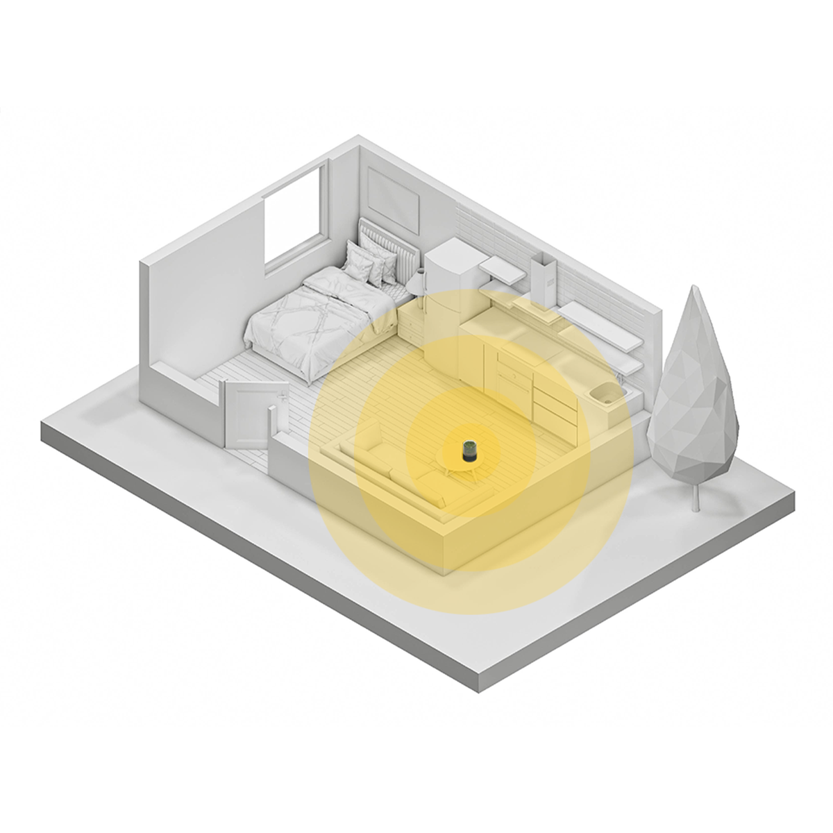 A single Briiv unit in Studio floor plan