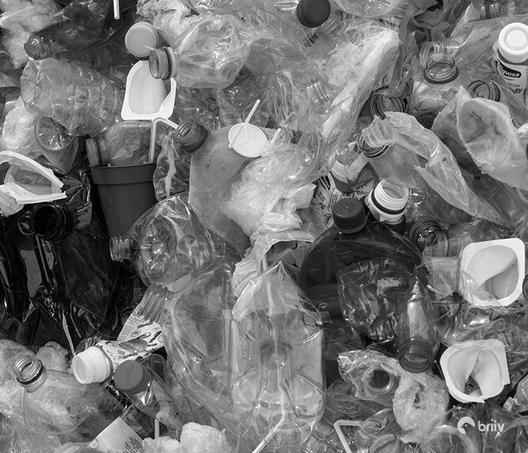 bottles and other plastic waste.