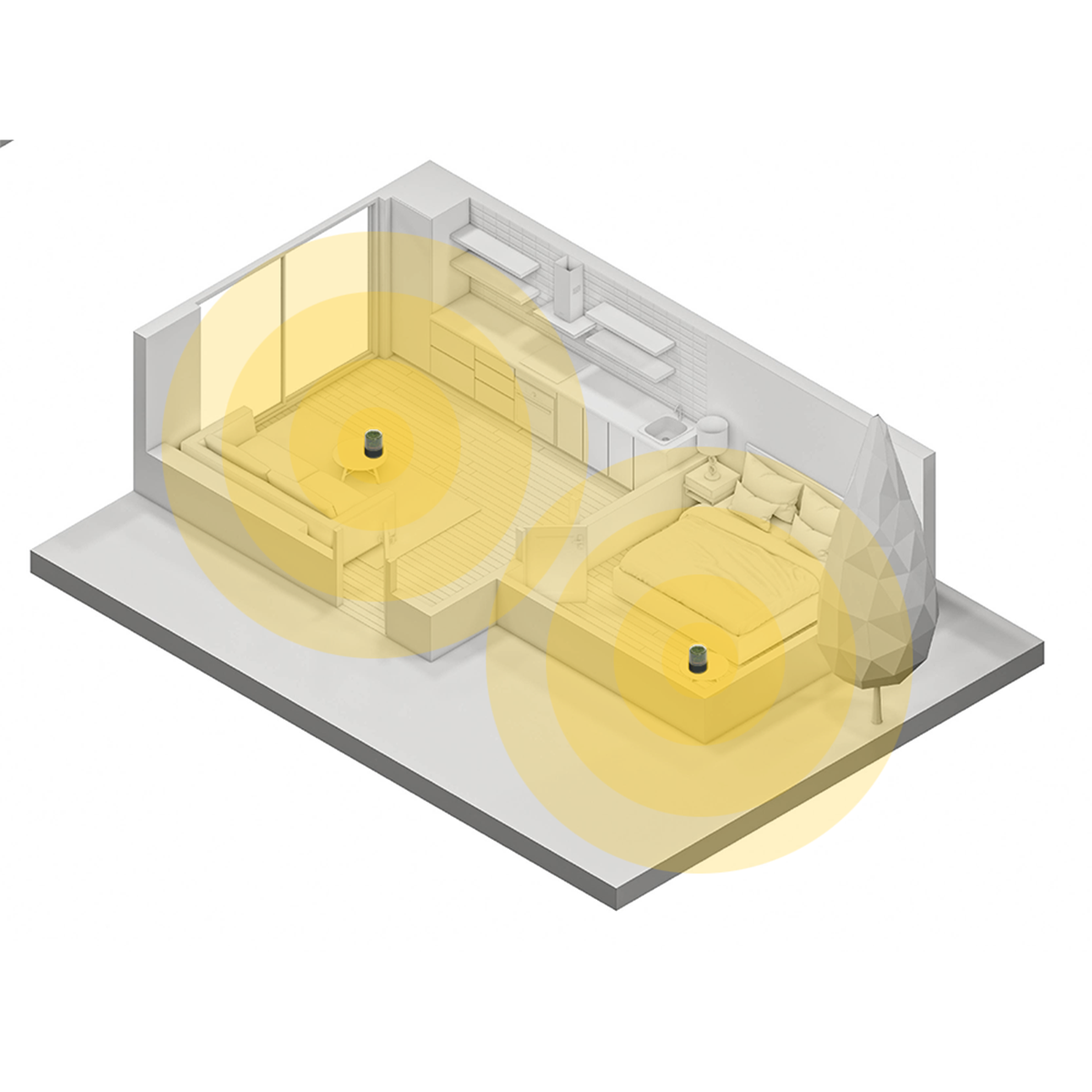 2 Briiv's units in Studio floor plan