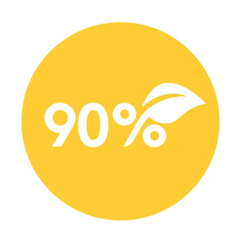 Yellow badge showing 90% Natural 